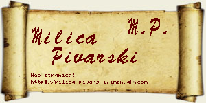 Milica Pivarski vizit kartica